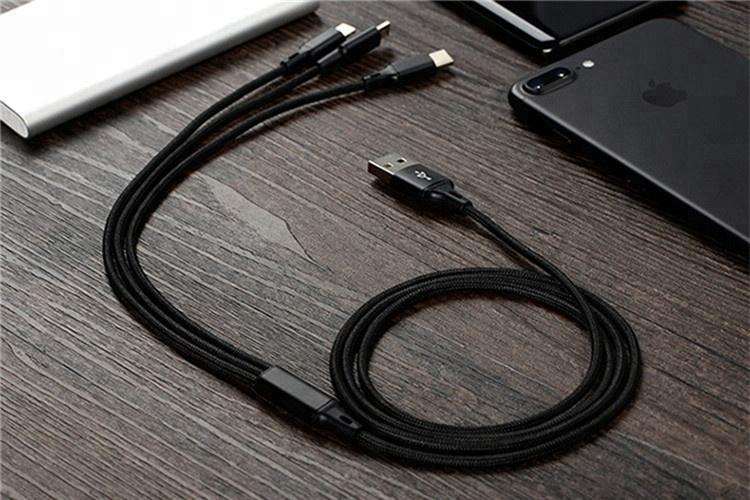 Black 3 In 1 Multi-Function USB Charger Cord