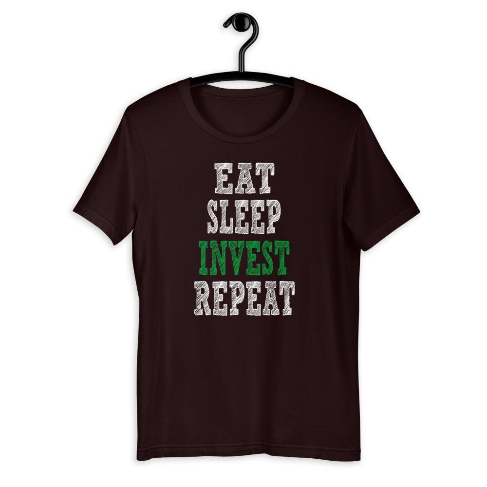 Eat, Sleep, Invest, Repeat Men's T-Shirt  (Oxblood)