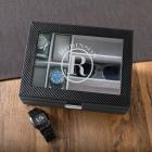 Carbon  Circle Monogrammed Men&#039;s Watch Box with Sunglasses Holder