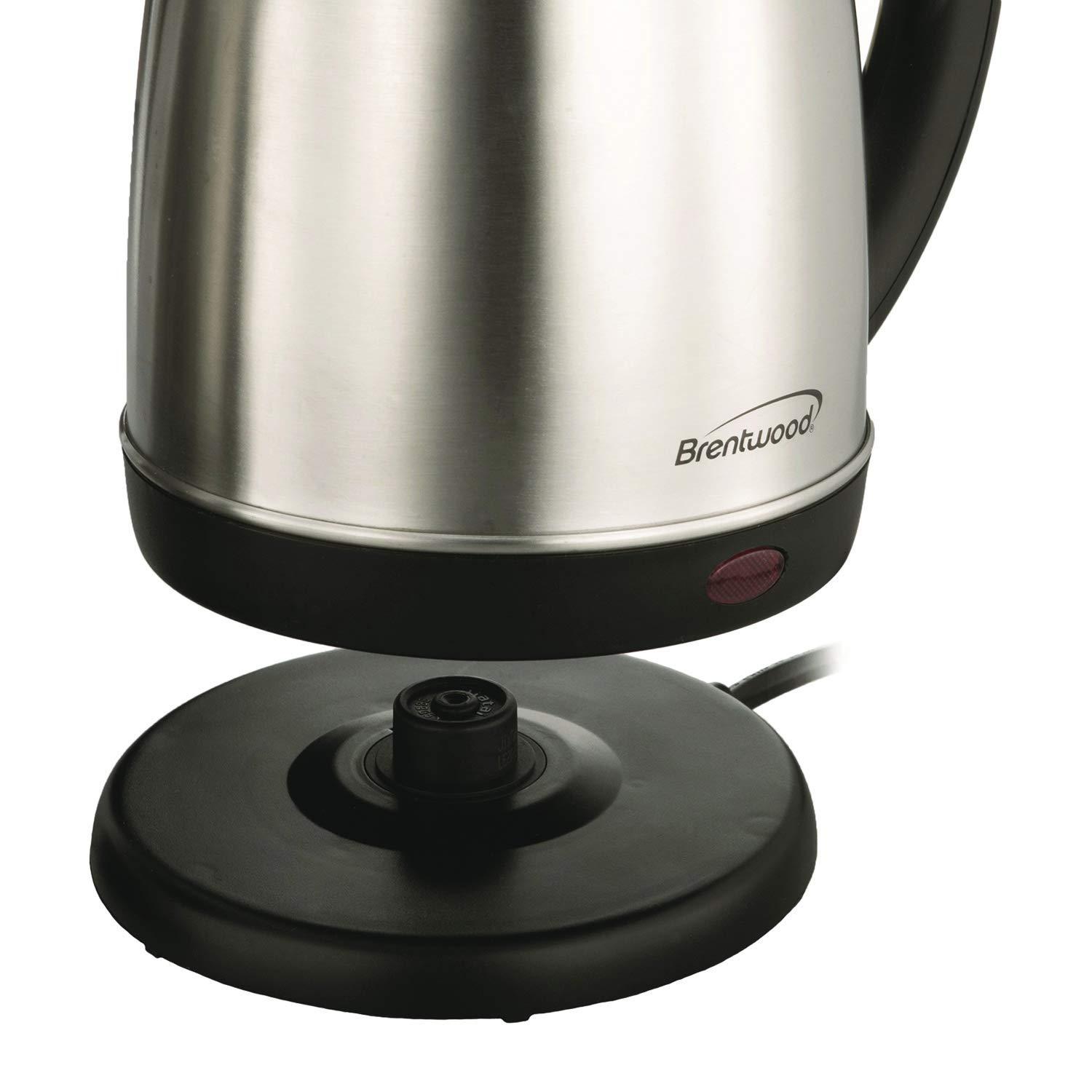 BRENTWOOD® KT-1780 1.5-LITER STAINLESS STEEL CORDLESS ELECTRIC KETTLE (Silver/Black)