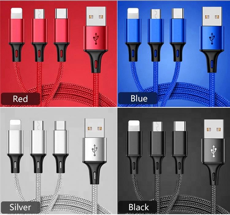 Multi-color 3 In 1 Multi-Function USB Charger Cords