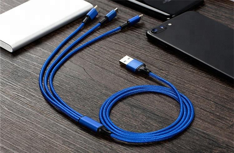 Blue 3 In 1 Multi-Function USB Charger Cord