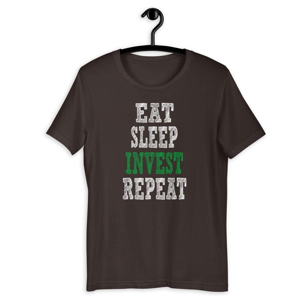 Eat, Sleep, Invest, Repeat Men's T-Shirt (Brown)